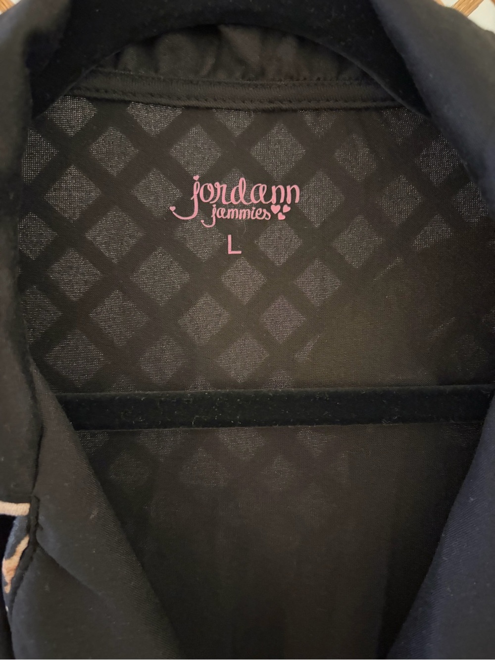 NWOT Black w/ Leopard Trim PJ Set w/ letter M Embroidered on Front Pocket - Picture 5 of 9